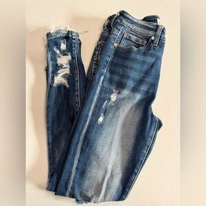 BKE Distressed Skinny Jeans in Dark Blue